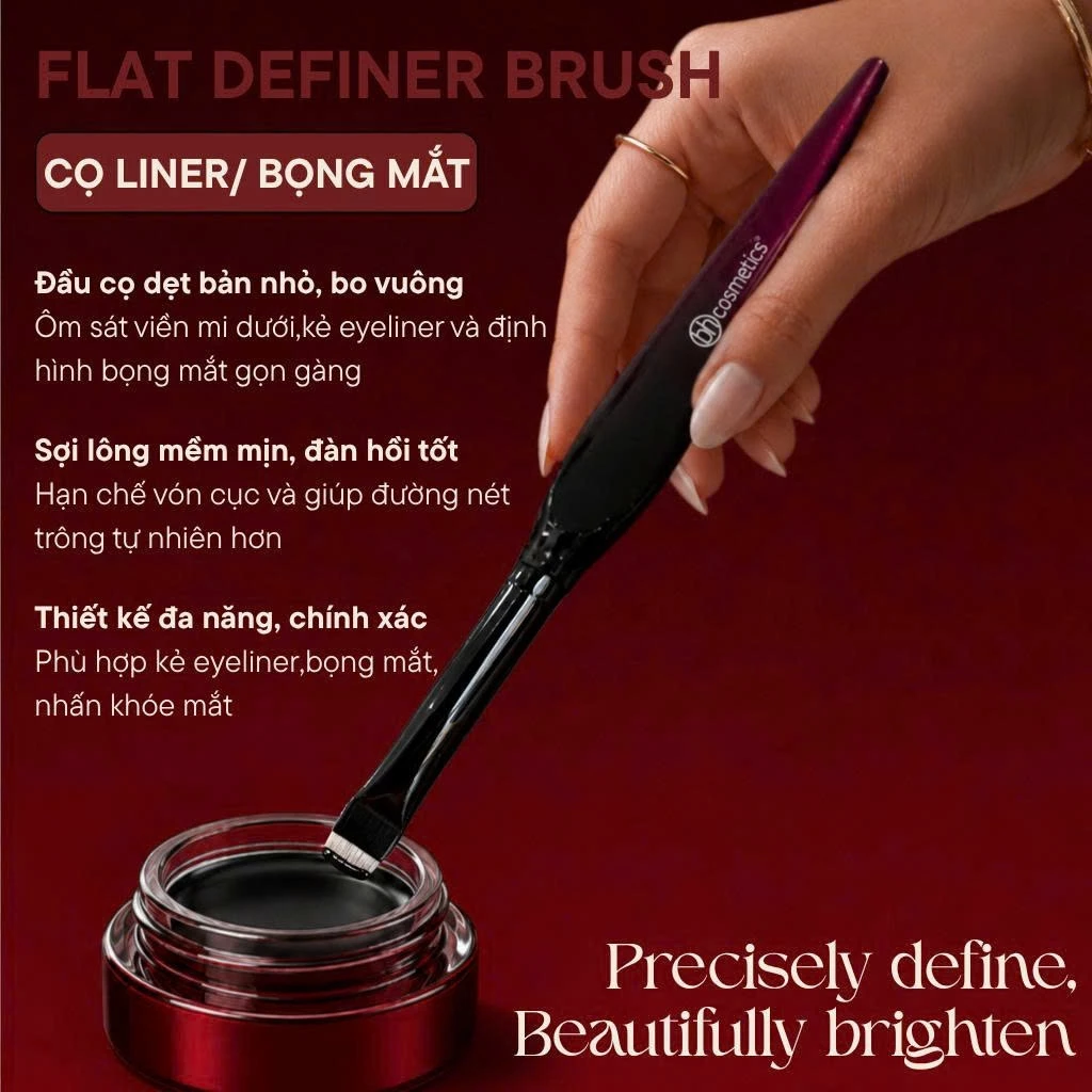 Cọ Tém Mày - Cọ Kẻ Liner Đầu Ngang Mảnh BH Cosmetics Flat Definer Brush BH025